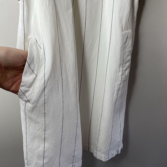 HEARTLOOM Rhea Dress Women XS Side Button Striped Mini Linen Blend Sleeveless - Picture 6 of 13